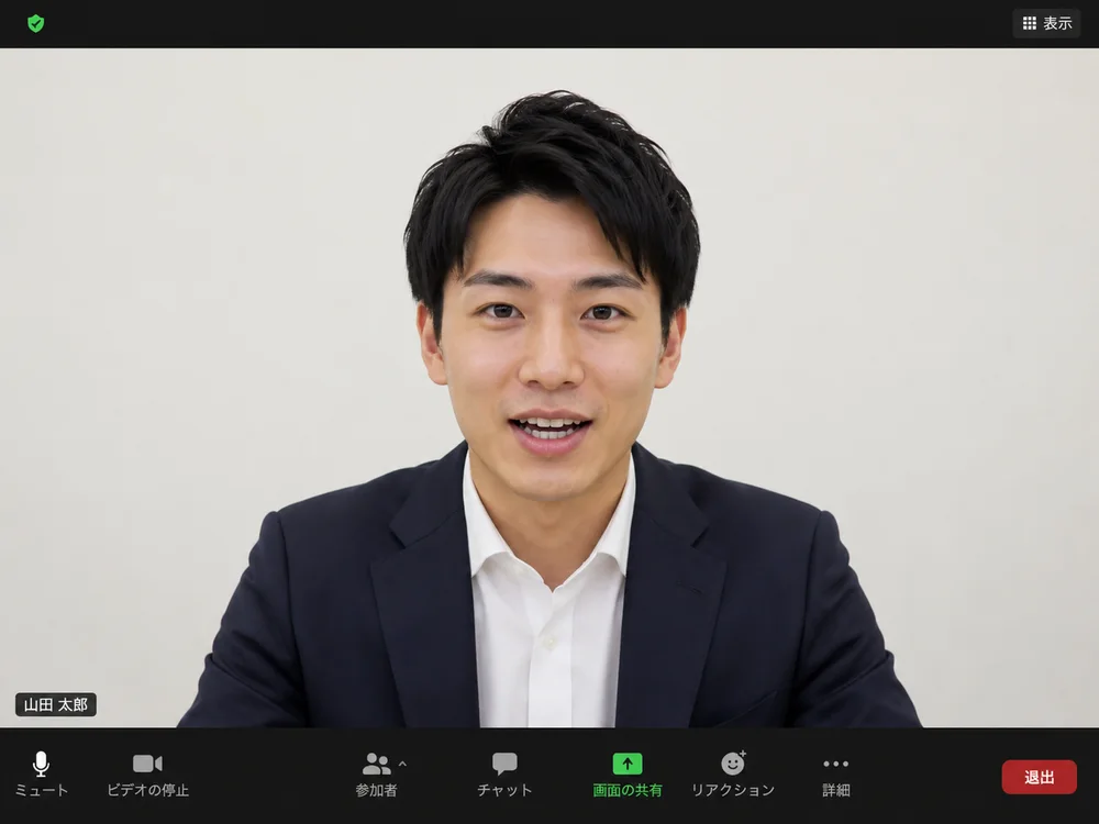 オンライン面接の画面。担当者とビデオ通話でやりとりしている様子